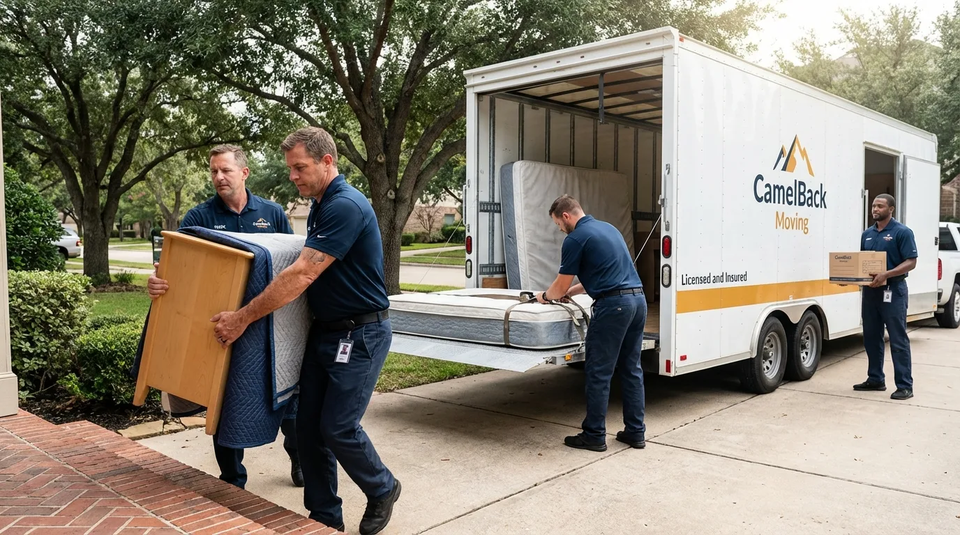 Crew loading residential truck for cross-state move from Stevensville, MD