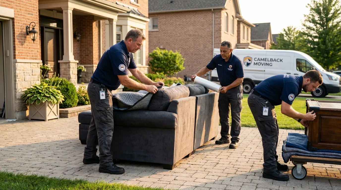 Large estate moving crew wrapping furniture in Stevensville, MD